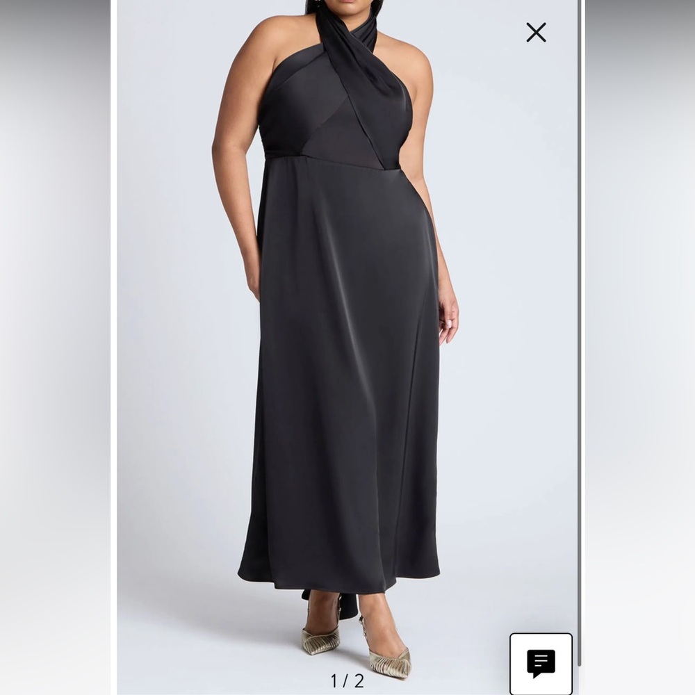 NWT Satin Black Maxi Dress